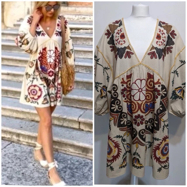 ZARA EMBROIDERED ROMY Tunic Linen Blend Dress Size XS Boho 49.99 - PicClick UK ZARA EMBROIDERED ROMY Tunic Linen Blend Dress Size XS Boho 49.99 - PicClick UK