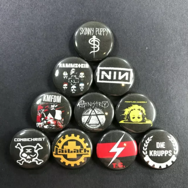 Industrial Bands 1" Button Pin Set Ministry Skinny Puppy Rammstein NIN