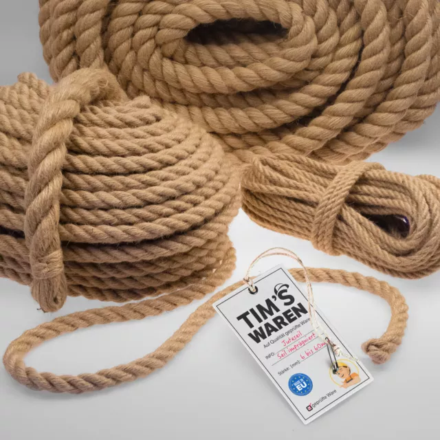 JUTESEIL 6mm bis 60mm Tau Seil Jute Seil Tauwerk Naturhanf Jute Rope Tauziehen