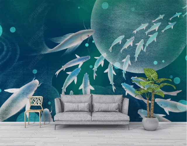 wondever Stickers Muraux Sous la Mer Tortue Autocollants Muraux Mural