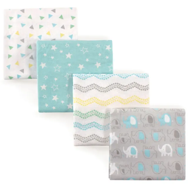 Luvable Friends Baby Cotton Flannel Receiving Blankets, Basic Elephant