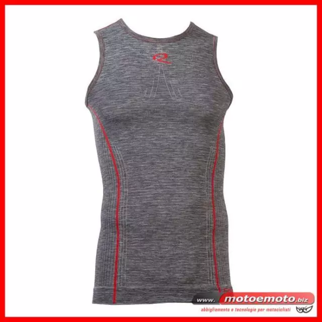 Smanicata Canotta Maglia Sottotuta Termica RIDAY Grey Red Moto Bici Sport