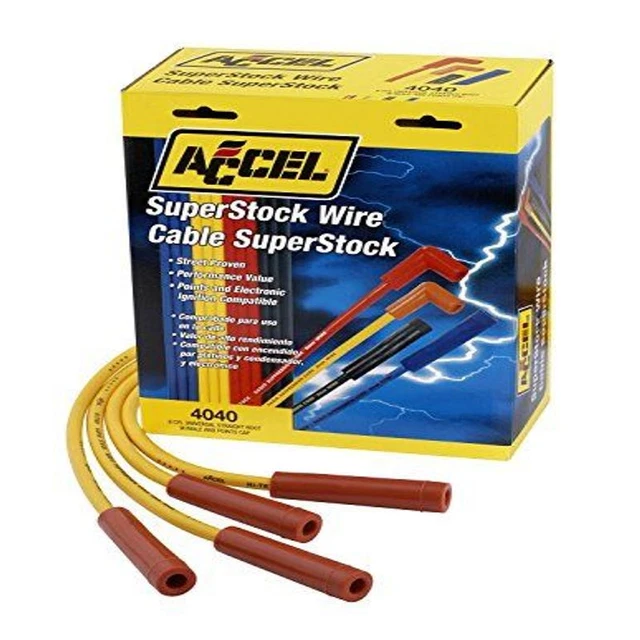 ACCEL 4040 Spark Plug Wire Set - 8mm - Yellow with Orange Straight