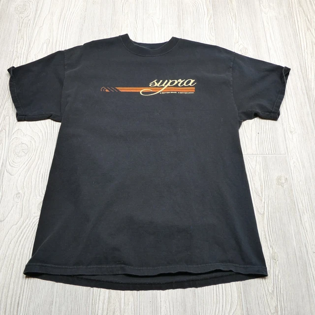 VINTAGE Supra Boats Shirt Adult Large Black Short Sleeve Hanes Beefy Better Wake