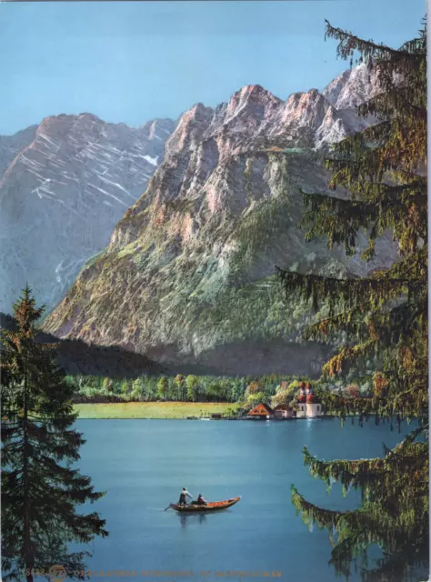 Deutschland, Ober - Bayern, Königssee St. Bartholomä.  vintage print photochro