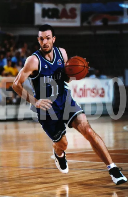 Altes Pressefoto Basketball, Italien, Andrea Meneghin, 2001, Druck 20 X 13 CM