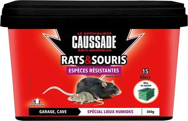 300 anti Rats & Souris | 15 Blocs | Lieux Humides | Garage Cave | 300G | Espèces