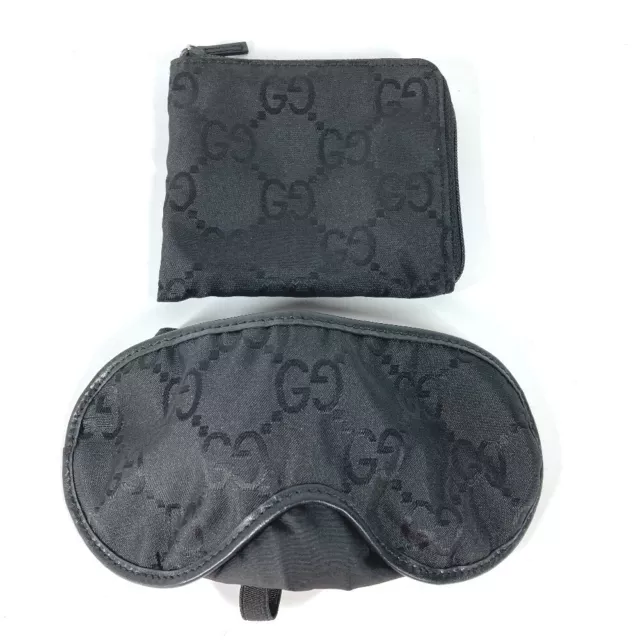 GUCCI 039・1034 GG Set with pouch Travel goods Eye mask Nylon Black Unused