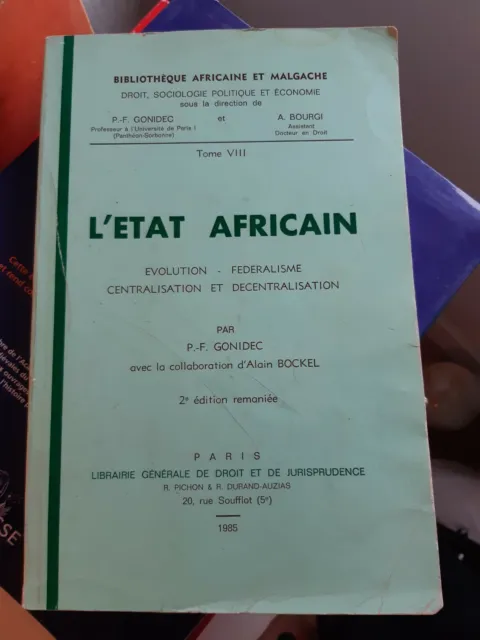 L'Etat africain : évolution, fédéralisme, centralisation et ...Gonidec 1985