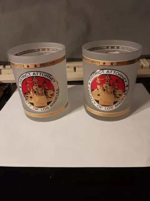 Los Angeles District Attorney Bureau Investigation 2 Souvenir Glasses