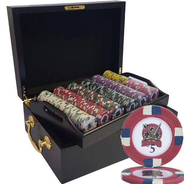 Mrc Poker 500Pcs Clay Knights Casino Poker Chips Set With Mahogany Case