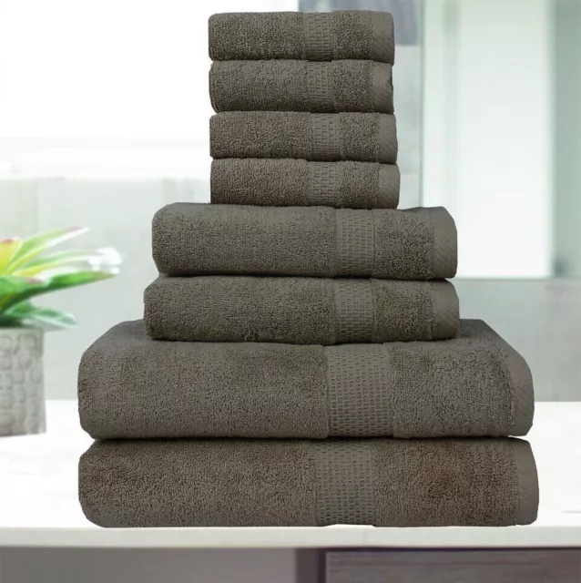 Luxury 8 pc Towel Sets for Bathroom, 100% Cotton 600 GSM Bath Linen Sets 2