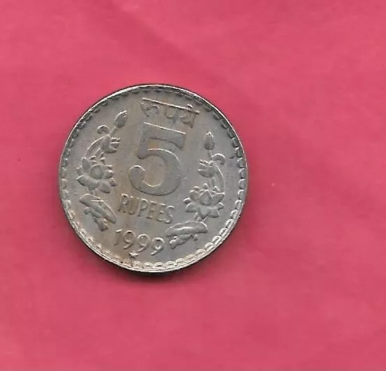 India Indian Km154.1 1999 H Vf-Very Fine-Nice Old 5 Rupees Coin