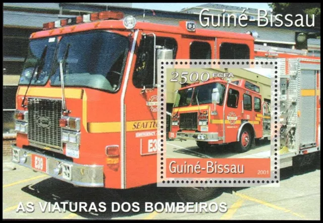 GUINEA BISSAU Mi B353 - Transportation "Fire Trucks" S/S (pb81788)