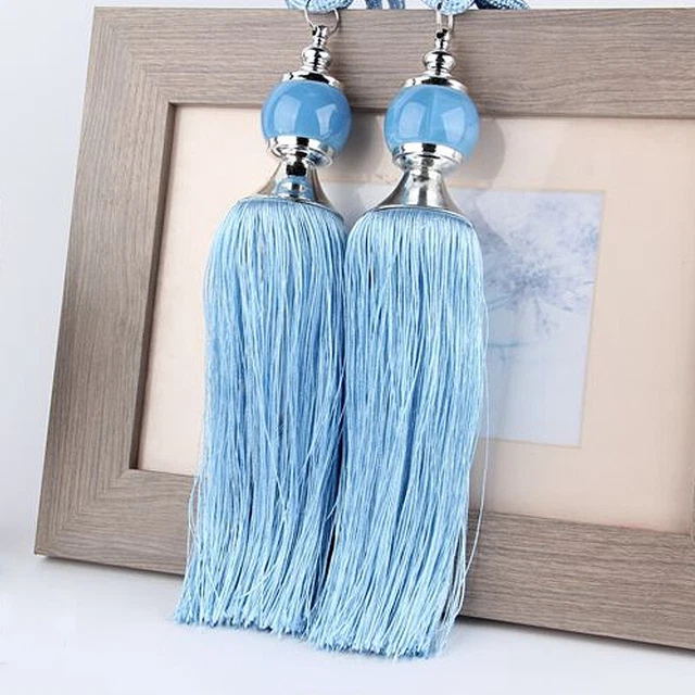 1 Pair Curtain Tiebacks Rope Decor 23 Colors Tieback Hanging Tassels Ball Pink
