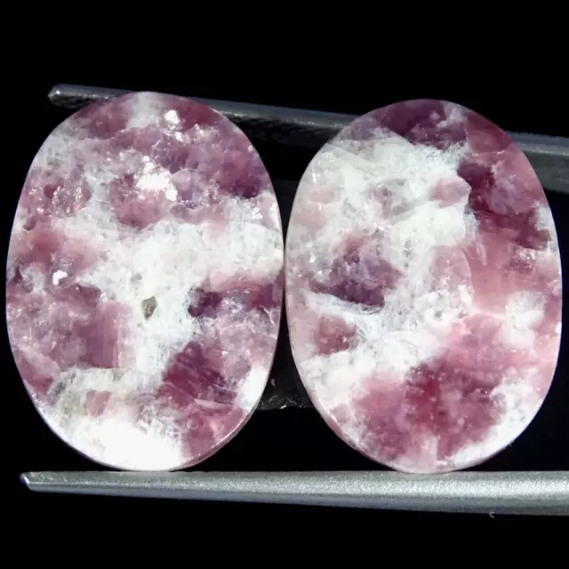 21.70Cts Natural Pair Lepidolite Loose Oval Cabochon Gemstones