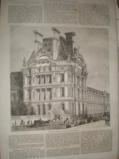 The new pavilion De Flore at the Tuileries Paris France 1867 old print ref Y4