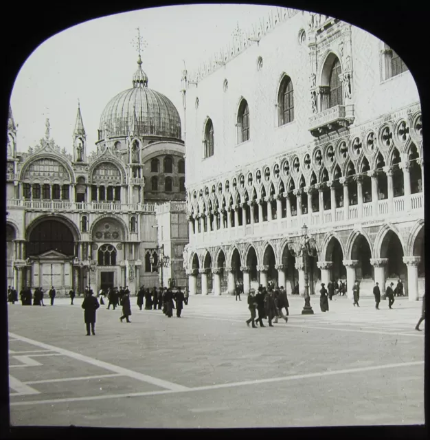 Glass Magic Lantern Slide VENICE ST MARKS C1910 EDWARDIAN PHOTO ITALY