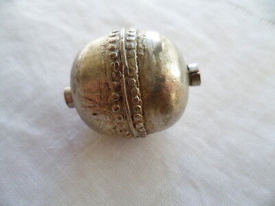 Antique Old Moroccan Berber Tribal Silver Vintage Large Necklace Bead 3.5 Cm