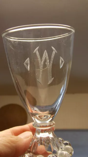 ONE Unique Anchor Hocking Berwick Boopie MONOGRAMMED Wine Glass w/ "W"!!!