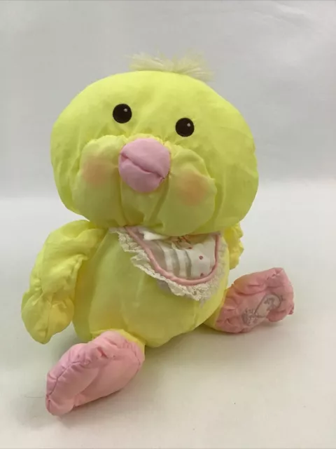 Fisher Price Puffalump Stuffed Yellow Duck  #8010 Bib Chick Nylon 1986 Vintage
