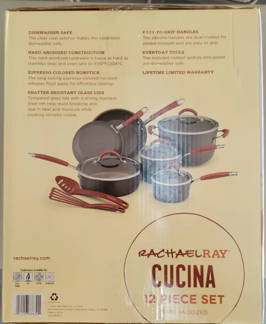 Rachael Ray Cucina Hard-Anodized Aluminum Nonstick 12-Piece Cookware Set 2