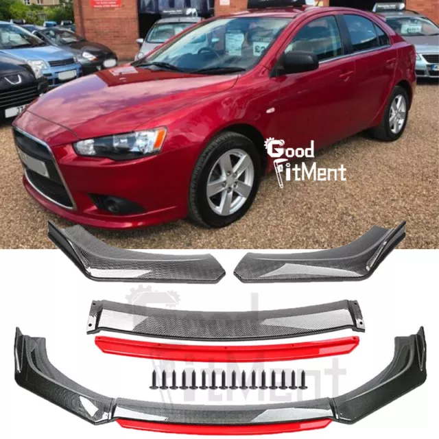 For Mitsubishi Lancer Sportback Front Bumper Red Chin Lip Spoiler Carbon Fiber