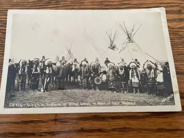 Sawyer's Scenic Photos~Western Native American Indian Chiefs RPPC Postcard