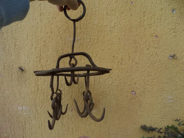 Beautiful Small Antique 19Th Century Blacksmith Hand Forged Water Well Hooks 2