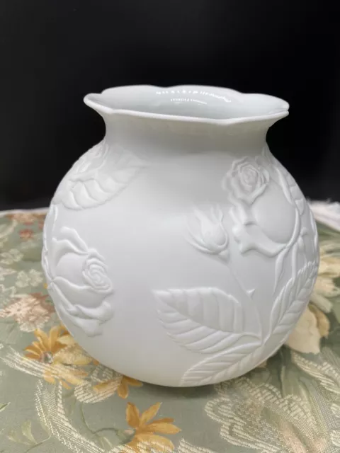 AK Kaiser  White Bisque Porcelain Rose Vase