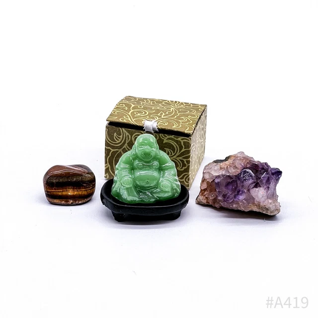 3er Lot Pierres Précieuses de Guérison: Améthyste, Oeil Tigre & Bouddha 150g