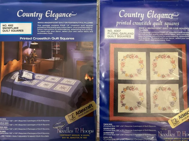 Country Elegance bedruckter Kreuzstich Quilt Quadrate/Blöcke Atlascraft. Neu