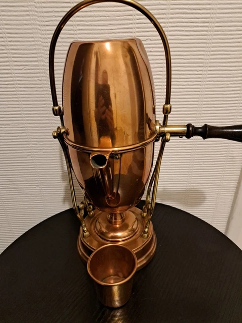 Chocolatière / Cafetière Ancienne En Métal Avec Manche En Bois - Déco Vintage