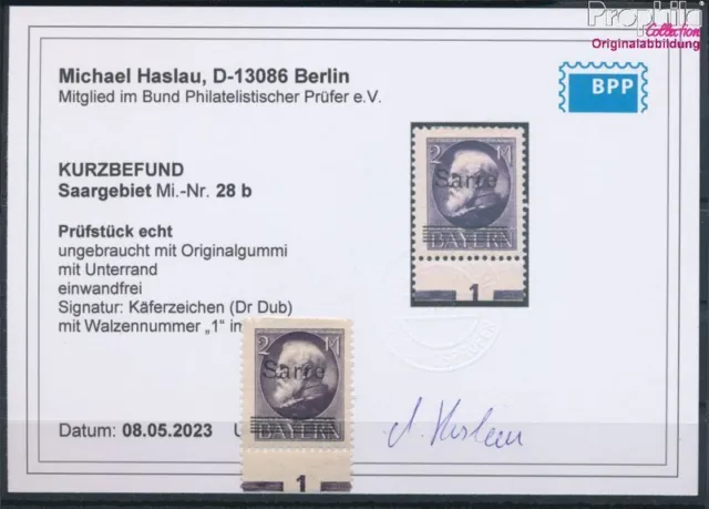 Briefmarken Saarland 1920 Mi 28b geprüft mit Falz (10339278