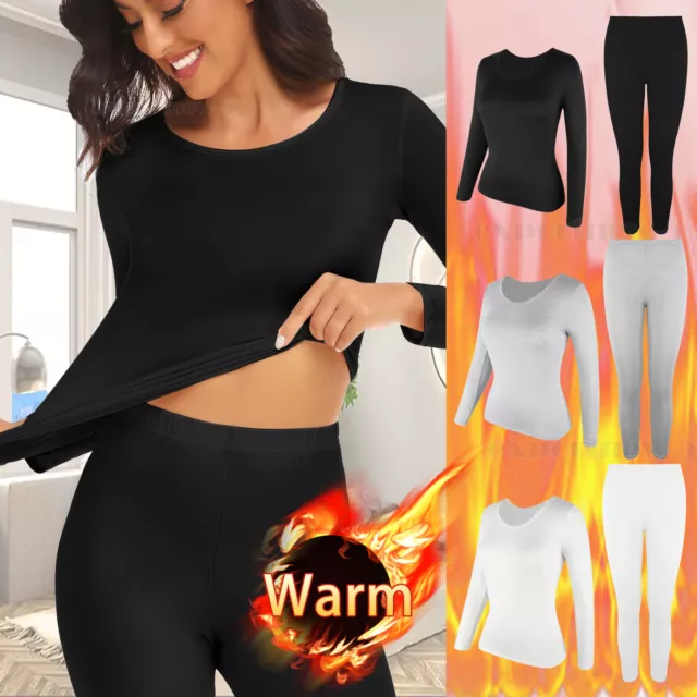 Ladies Thermal Underwear Top Long Sleeve T-Shirt Vest Legging Bottom Winter Warm