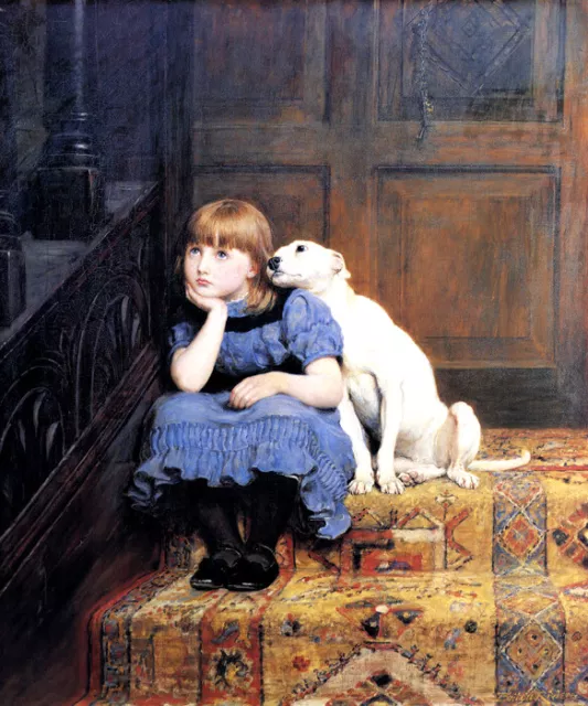 Sympathy Little Girl Comforted By Her Dog 1878 Painting By Briton Riviere Repro