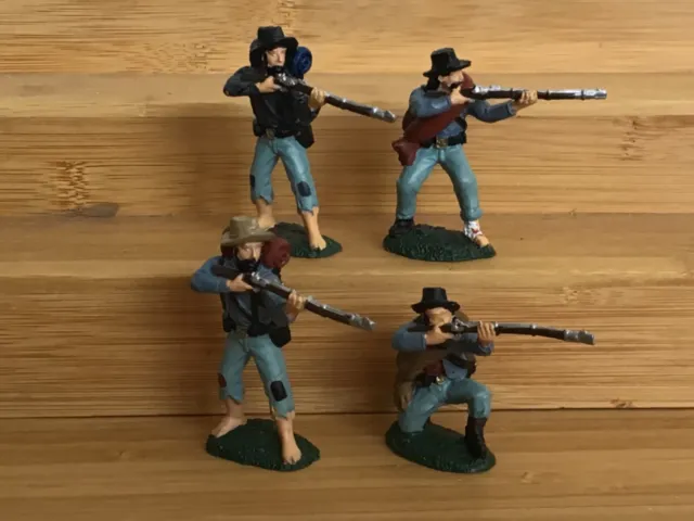 4 American Civil War  Confederate infantrymen firing TSSD 60mm plastic soldiers