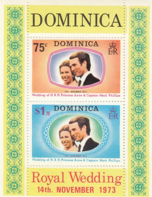 (67568) Dominica Princess Anne Wedding minisheet MNH 1973