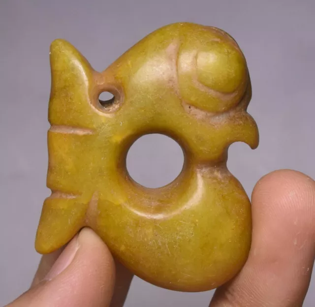 Rare Hongshan Culture Old Jade Fengshui Yu Pig Long Dragon Hook Amulet pendant