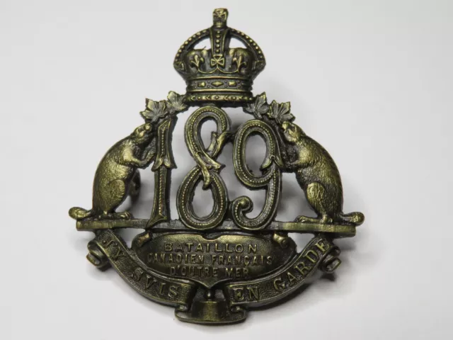 Canada CEF WW1 Cap Badge The 189th Battalion, (Canadiens Francais) MINT