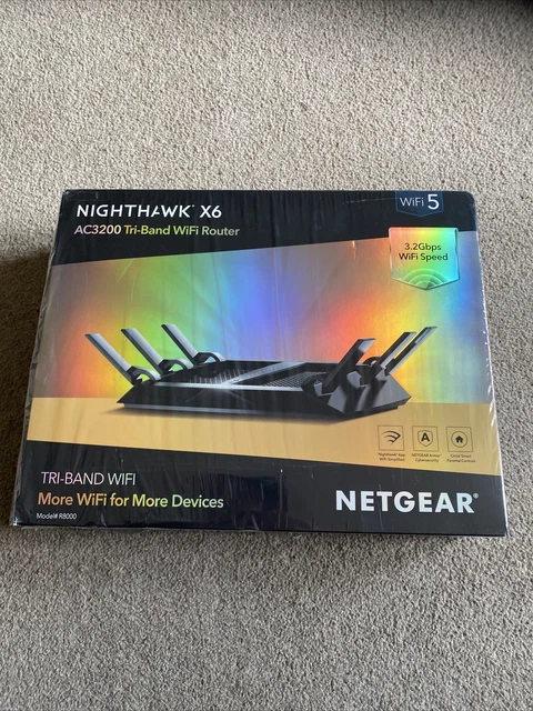 NETGEAR R8000 Nighthawk X6 Tri-Band AC3200 Wi-Fi Router 3.2 Gbps Smart