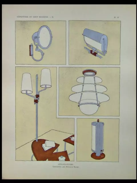 Maurice Matet, Luminaires Art Deco - 1929 - Pochoir,