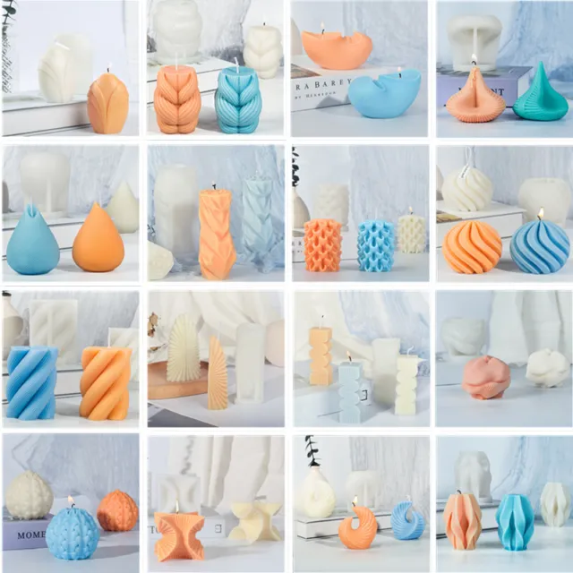 3D Silicone Candle Moulds DIY Soy Soap Aromatherapy Candles Wax Plaster Molds UK