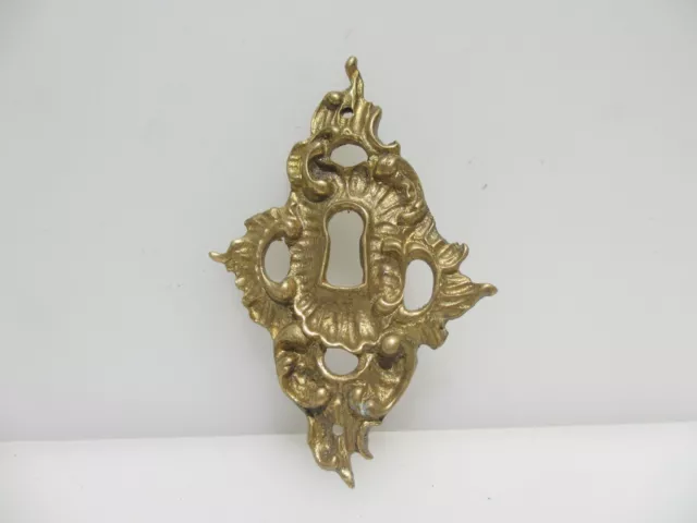Victorian Brass Escutcheon Keyhole Plate Old Hardware French Rococo Antique Gilt