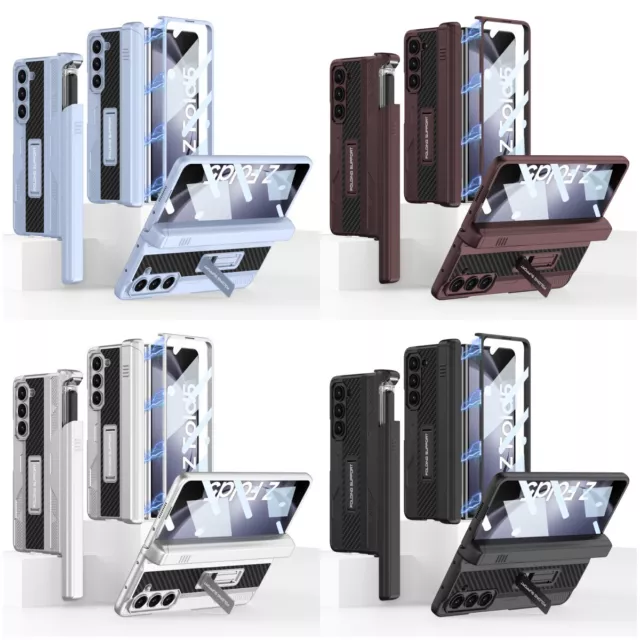 For Samsung Galaxy Z Fold 5 Shockproof Hinge Screen Film Pen Slot Magnetic Case