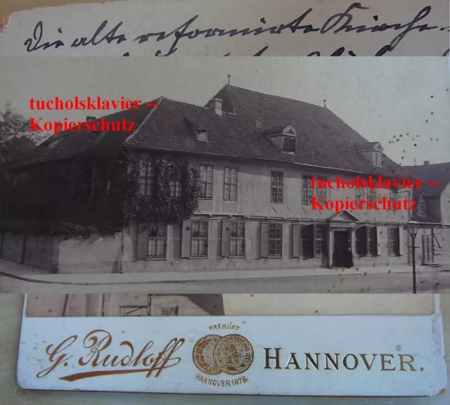 Großes Foto HANNOVER um 1880: Alte REFORMIERTE KIRCHE, Pfarrhaus