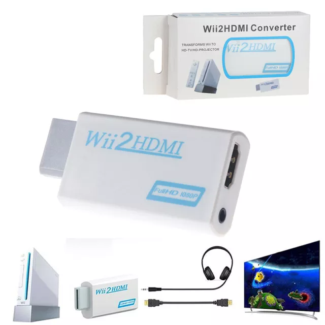 1Pc Wii to HDMI Adapter 2HDMI Full HD Converter Audio Output Adapter for PC ZF