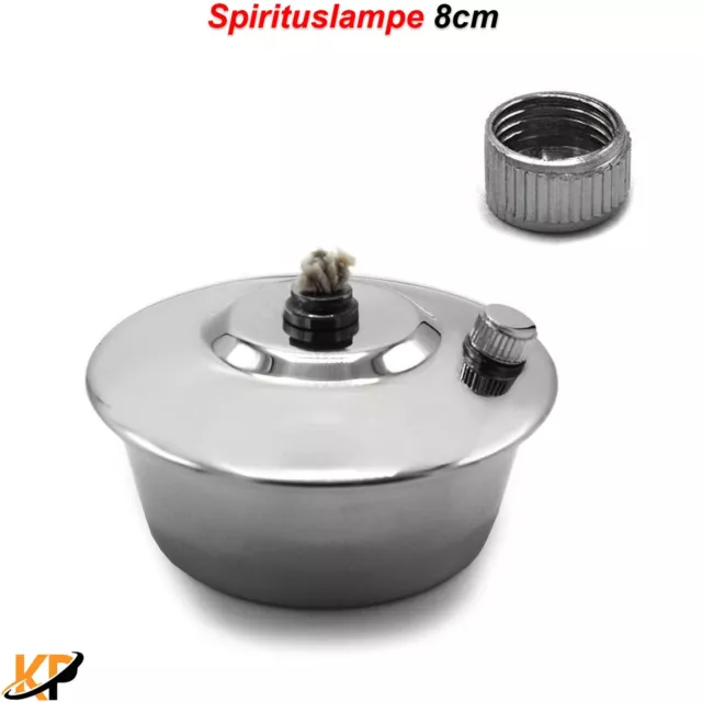 Spirituslampe Edelstahl 18/8 - Mit Verstellbarem Docht 70ml Inhalt