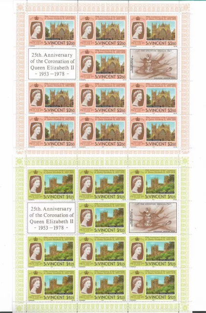 St Vincent stamps 1978 25th Anniversary Coronation of Elizabeth II $1.25 & $2.50