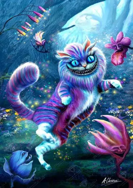 5D Full Diamond Painting Kits Blue Eyed Cheshire Cat Drill Art DIY Gift UK